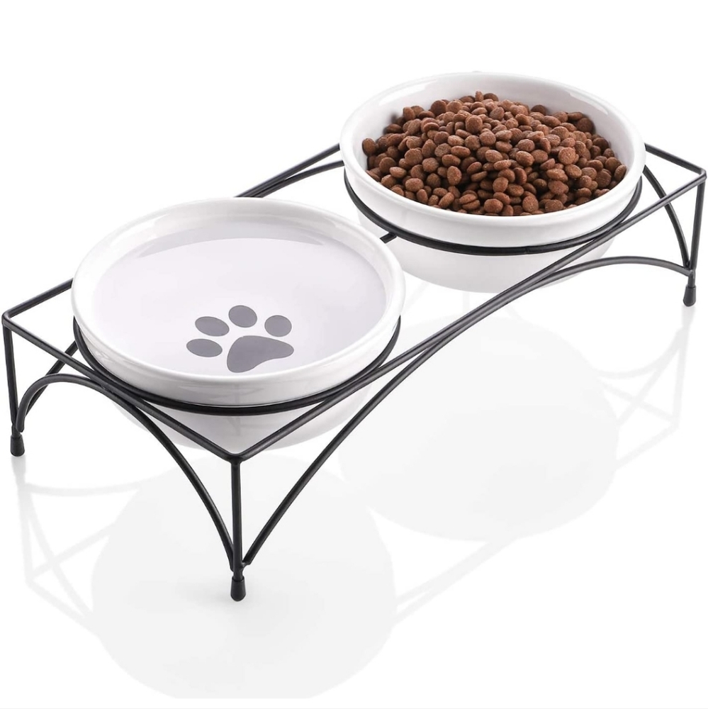 YHY Cat Food Water Bowl with Stand White 🐈 😻 (READ)